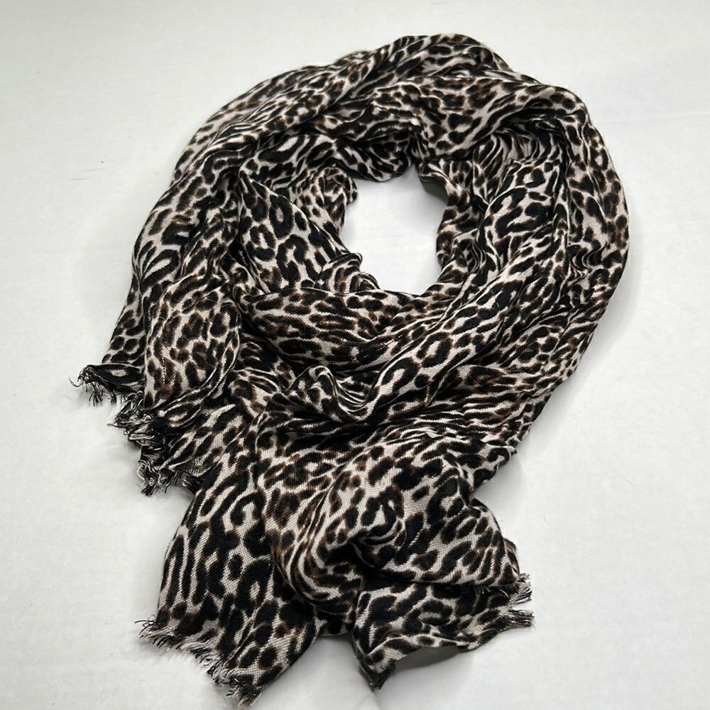 J crew Factory Animal print scarf black ivory brown